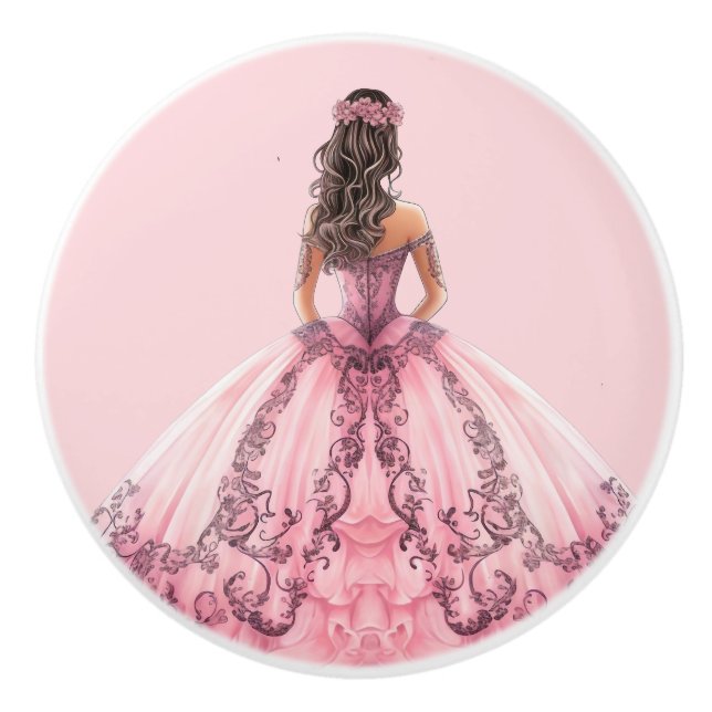 Pink Princess Girl's Girly Ceramic Knob Keramikknauf (Vorderseite)