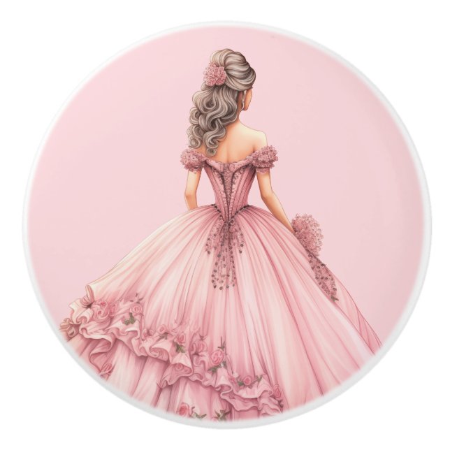 Pink Princess Girl's Girly Ceramic Knob Keramikknauf (Vorderseite)