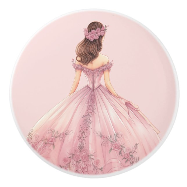 Pink Princess Girl's Girly Ceramic Knob Keramikknauf (Vorderseite)
