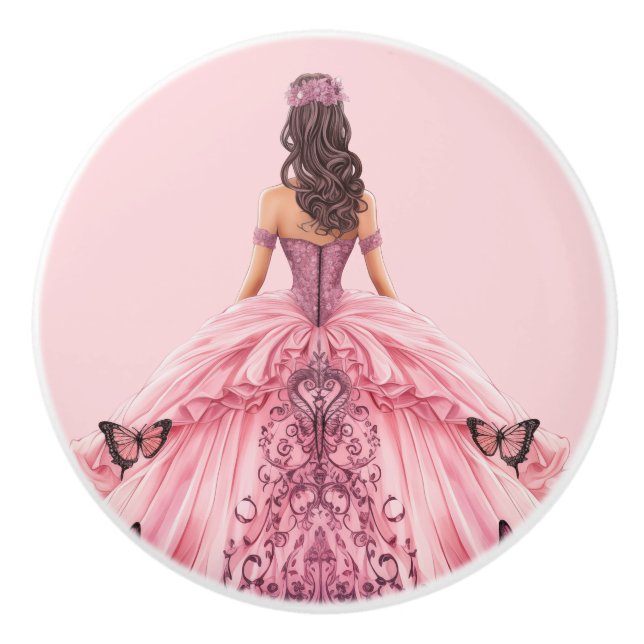 Pink Princess Girl's Girly Ceramic Knob Keramikknauf (Vorderseite)