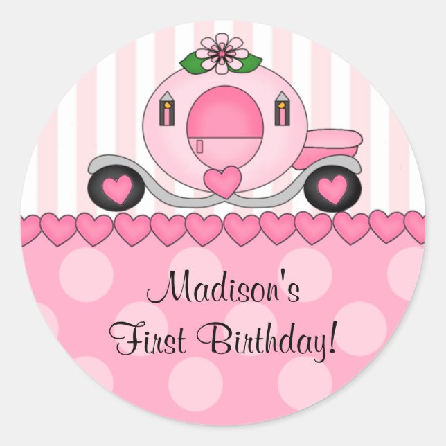 Pink Princess Happy Birthday Sticker (Vorderseite)