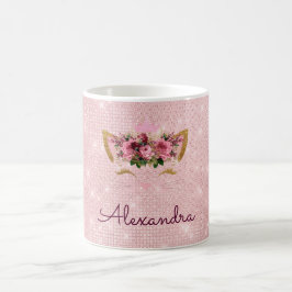 Pink Princess Kitten Rose Gold Blush Pink Glitzer Kaffeetasse