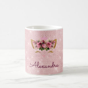 Pink Princess Kitten Rose Gold Blush Pink Glitzer Kaffeetasse