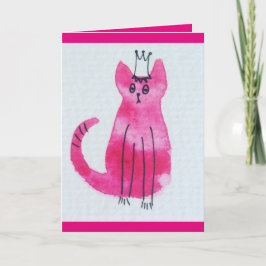 Pink Princess Kitty Birthday Card Karte