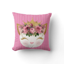 Pink Princess Kitty Throw Kissen