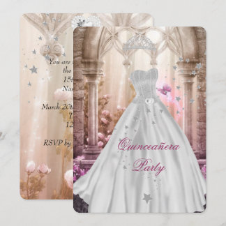 Pink Princess Magical Quinceanera 15. Geburtstag Einladung