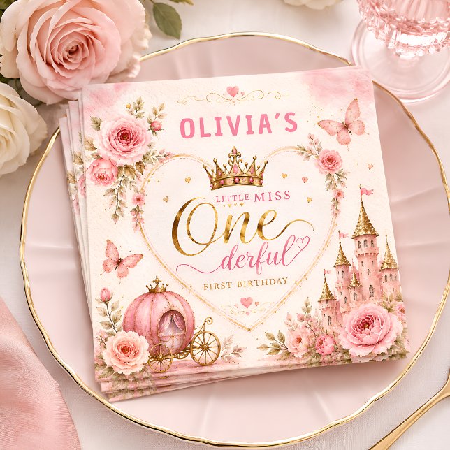 Pink Princess One-derful Erster Geburtstag Serviette (Von Creator hochgeladen)