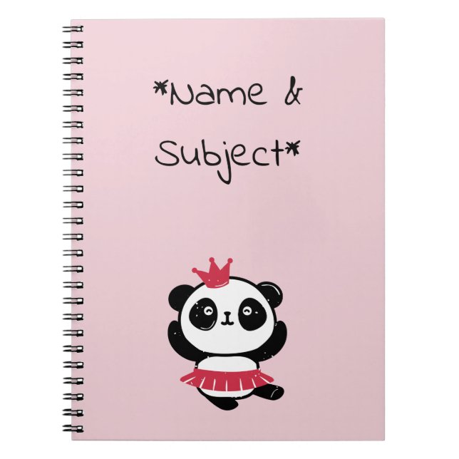 Pink Princess Panda Notebook Notizblock (Vorderseite)