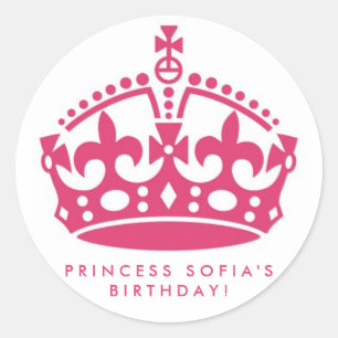 Pink Princess Party Tiara Gefallen Stickers