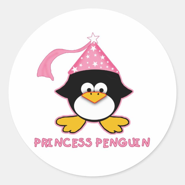 Pink Princess Pinguin Runder Aufkleber (Vorderseite)