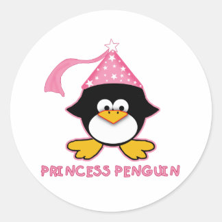Pink Princess Pinguin Runder Aufkleber