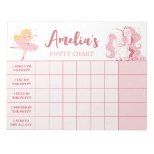 Pink Princess Potty Chart Personalisiert Name Task Notizblock