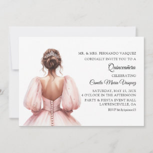 Pink Princess Quinceañera Geburtstagspartei Einladung