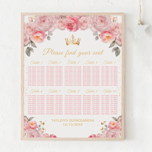 Pink Princess Quinceañera Sitzordnung für 10 Tisch Poster