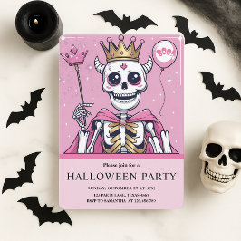 Pink Princess Skeleton Halloween-Party Feiertagskarte