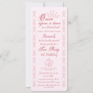 Pink Princess Tee Party Geburtstag Einladung