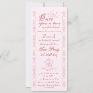 Pink Princess Tee Party Geburtstag Einladung