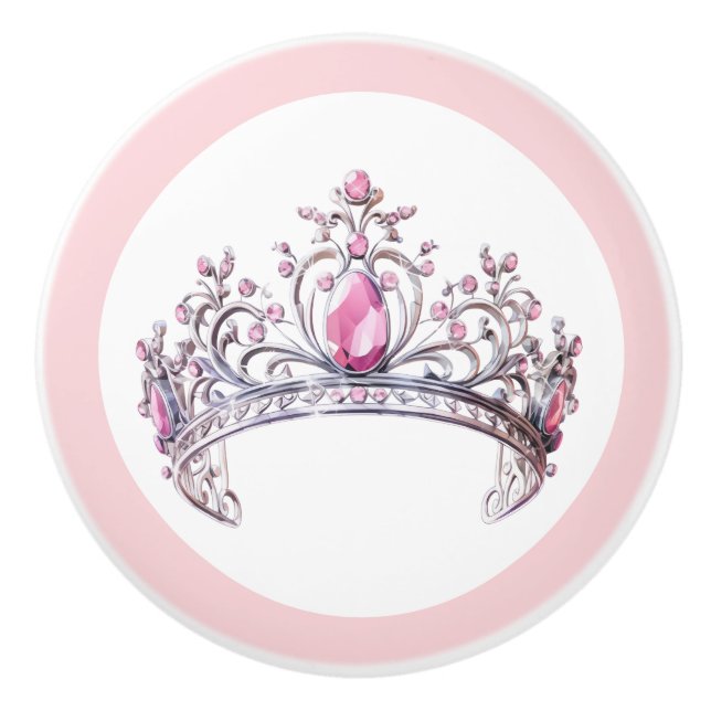Pink Princess Tiara Girly Ceramic Knob Keramikknauf (Vorderseite)