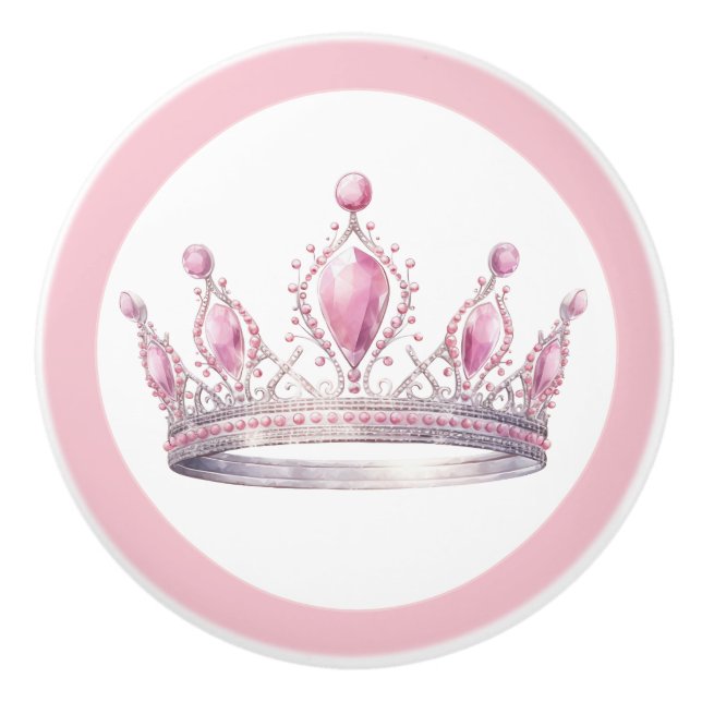 Pink Princess Tiara Girly Ceramic Knob Keramikknauf (Vorderseite)