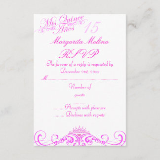Pink Princess Tiara Quinceanera UAWG RSVP Karte