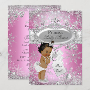 Pink Princess Winter Wonderland Baby Shower Ethnis Einladung