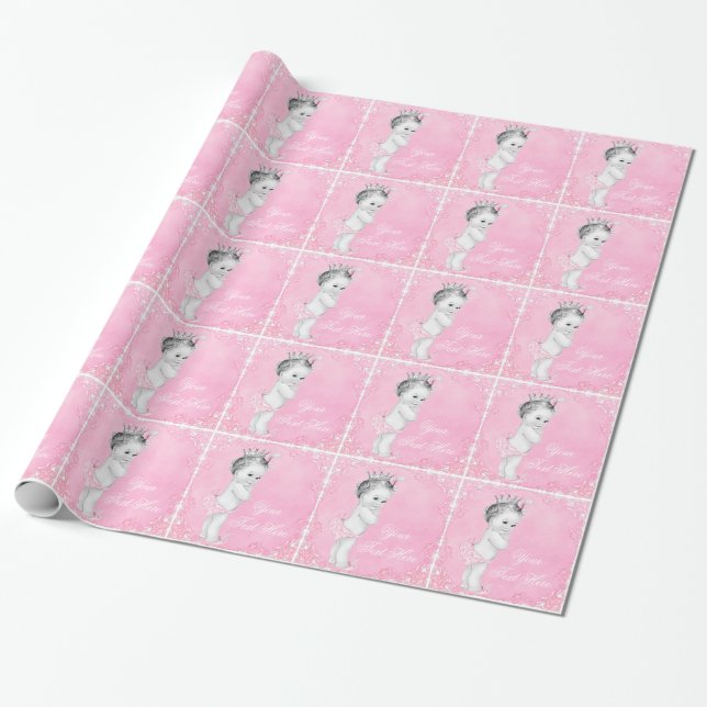 Pink Princess Wrapping Paper Geschenkpapier (Ungerollt)