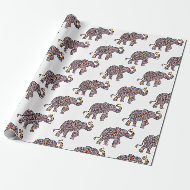 Pink Psychedelic Cheetah Elephant Geschenkpapier (Ungerollt)