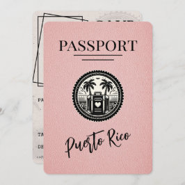 Pink Puerto Rico Passport Save The Date