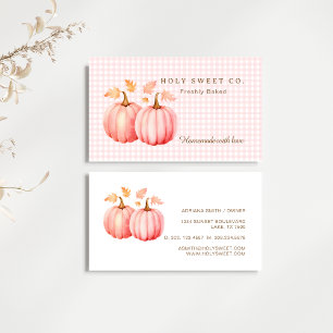 Pink Pumkin Gingham Bakery Business Card Visitenkarte