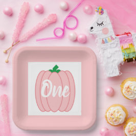 Pink Pumpkin 1. Geburtstag Papierplatte Pappteller