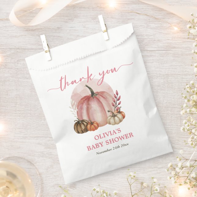 Pink Pumpkin auf ihrem Weg Fall Girl Babydusche Geschenktütchen (Ausgeschnitten)