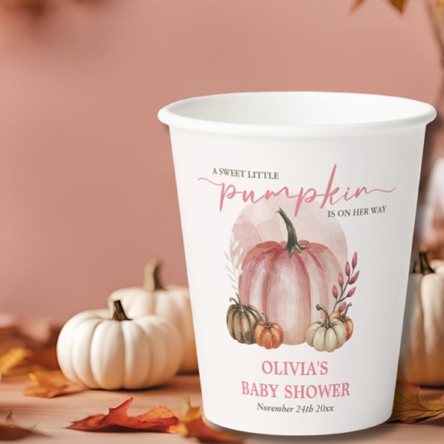 Pink Pumpkin auf ihrem Weg Pink Girl Baby Dusche Pappbecher (Von Creator hochgeladen)