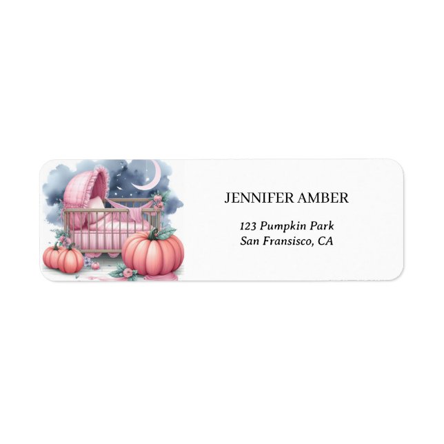 Pink Pumpkin Baby Crib Rustikale Herbst- und Herbs (Vorne)