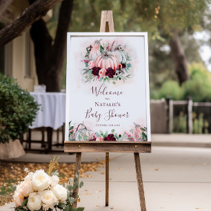 Pink Pumpkin Baby Dusche Begrüßungszeichen Poster