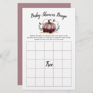 Pink Pumpkin Baby Dusche Bingo Spiel