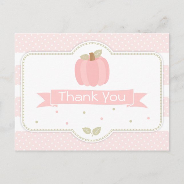 Pink Pumpkin Baby Dusche Danke Postcard Postkarte (Vorderseite)