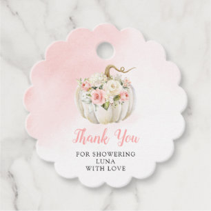 Pink Pumpkin Baby Dusche Danke Runde Geschenkanhänger