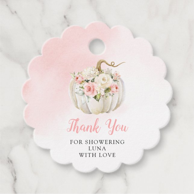 Pink Pumpkin Baby Dusche Danke Runde Geschenkanhänger (Vorderseite)