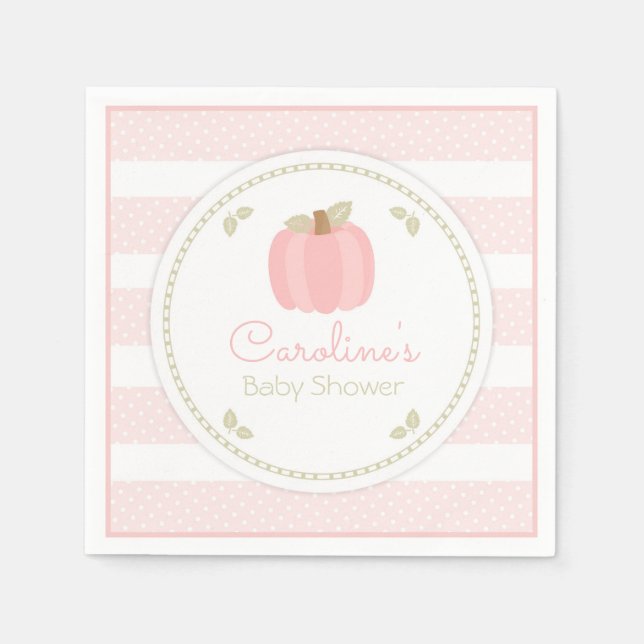 Pink Pumpkin Baby Dusche Napkin Serviette (Vorderseite)