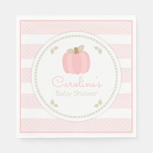 Pink Pumpkin Baby Dusche Napkin Serviette (Vorderseite)
