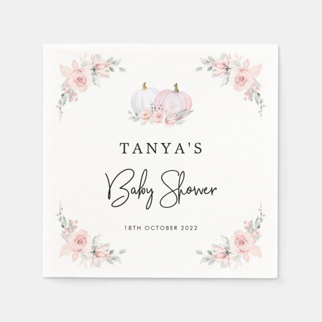 Pink Pumpkin Baby Dusche Napkin Serviette (Vorderseite)