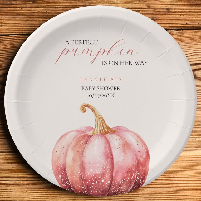 Pink Pumpkin Baby Dusche Pappteller (Pink Pumpkin Paper Plate)