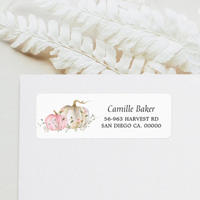 Pink Pumpkin Baby Dusche Rücksendeadresse Etikett (Von Creator hochgeladen)