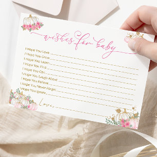 Pink Pumpkin Baby Dusche Wünsche für Babykarte Postkarte