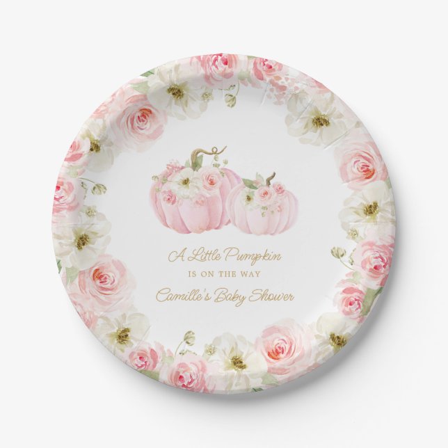 Pink Pumpkin Baby Duschpapier Teller (Vorderseite)