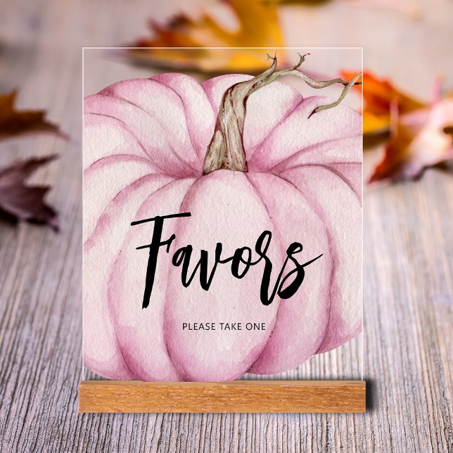 Pink Pumpkin Baby Duwer Favoriten Acrylschild (Pink Pumpkin Girl Baby Shower Favors Clear Acrylic Tabletop Sign)