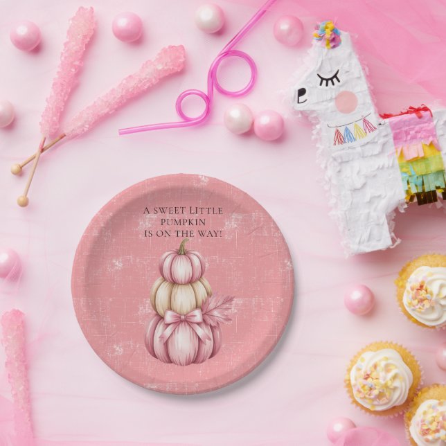 Pink Pumpkin Baby Girl Dusche Pappteller (Party)