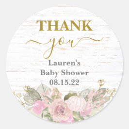 Pink Pumpkin Baby Shower Classic Round Sticker
