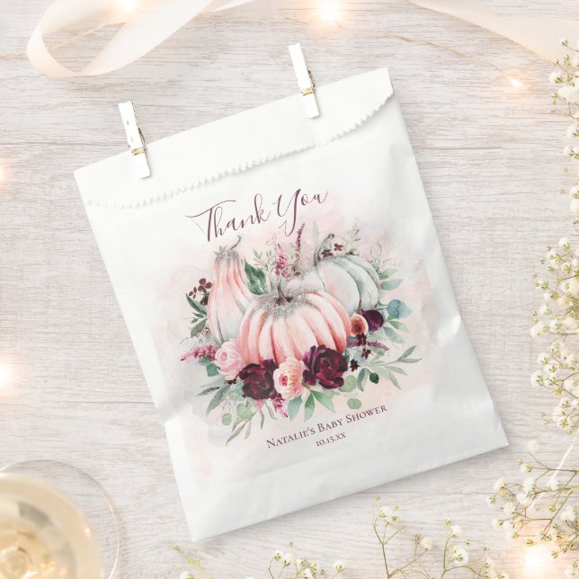 Pink Pumpkin Baby Shower Geschenktütchen (Ausgeschnitten)