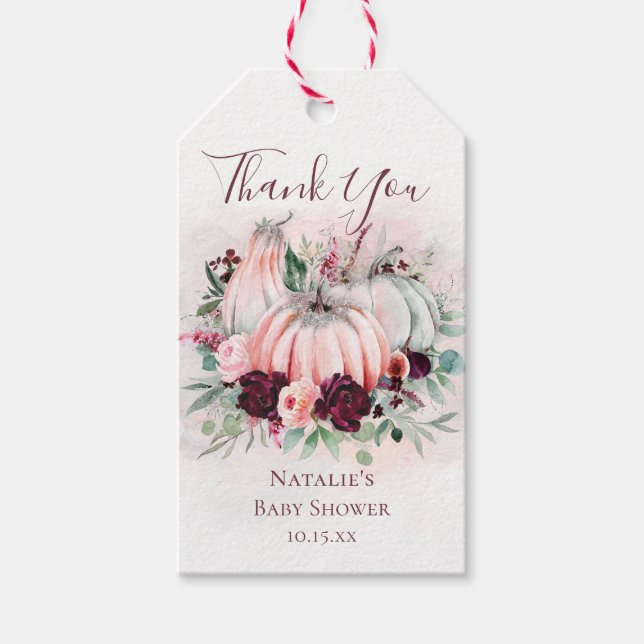 Pink Pumpkin Baby Shower Thank You Geschenkanhänger (Vorderseite)